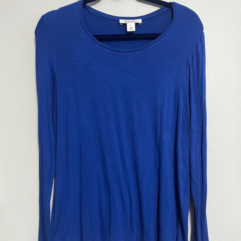 White House Black Market Blue Long Sleeve T-Shirt Size L